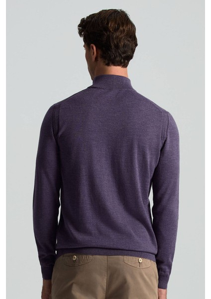 Yarım Balıkçı Yaka Merino Yün Mor Triko indirimleri
