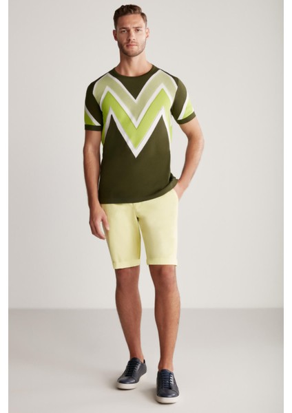 M Logolu Haki Giza Pamuk Triko T-Shirt