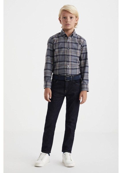 Kaşmir Karışım Slim Fit Lacivert Çocuk Denim Pantolon fiyatları