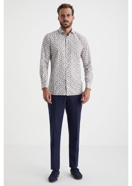 Şal Desenli Beyaz-Kırmızı Saf Pamuk Gömlek fiyatları