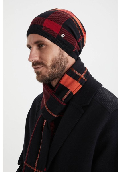 Çizgi Desenli Siyah Merino Yün Atkı fiyatları