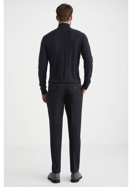 Ipek Karışım Boğazlı Yaka Siyah Merino Yün Triko indirimleri