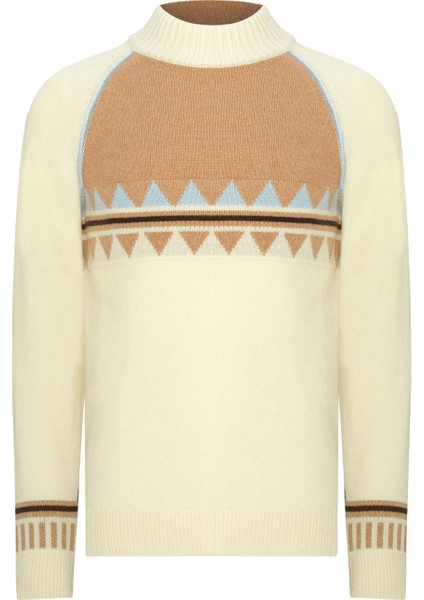 Kaşmir Karışım Yarım Balıkçı Yaka Ekru Kazak indirimleri