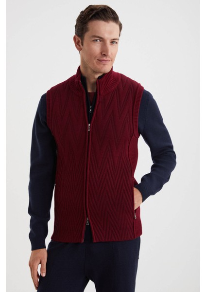 Ekru Activewear Merino Yün Bordo Yelek