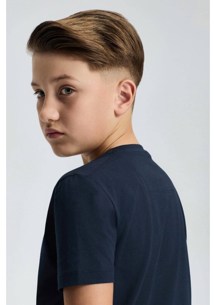 Lacivert Bisiklet Yaka Basic Çocuk T-Shirt indirimleri