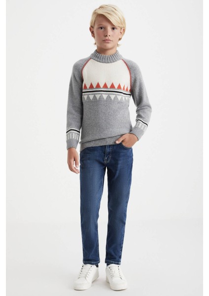 Kaşmir Karışım Yarım Balıkçı Yaka Gri Çocuk Kazak fiyatları