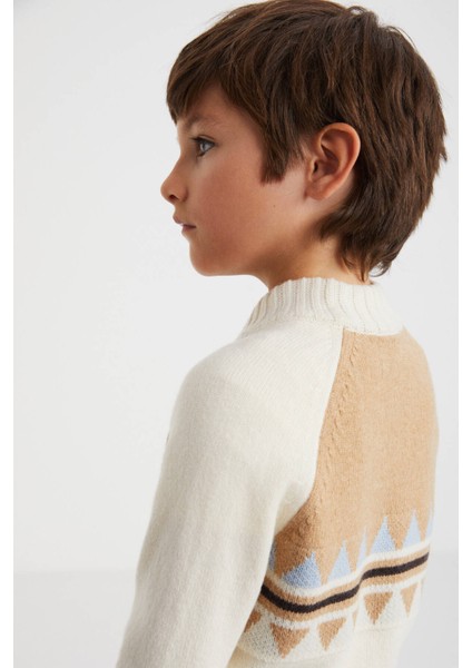 Kaşmir Karışım Yarım Balıkçı Yaka Ekru Çocuk Kazak fırsatları