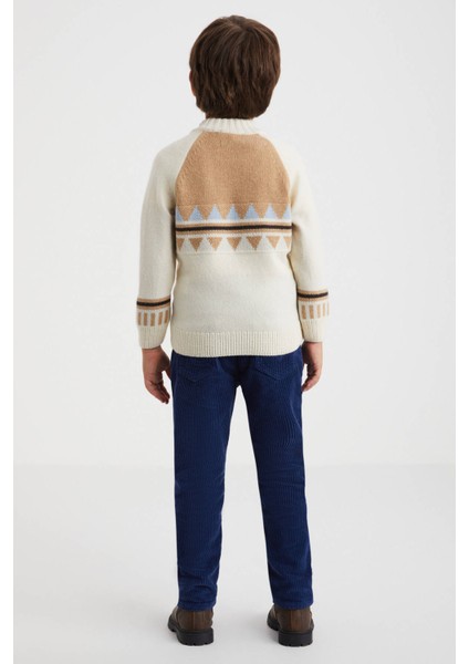 Kaşmir Karışım Yarım Balıkçı Yaka Ekru Çocuk Kazak indirimleri