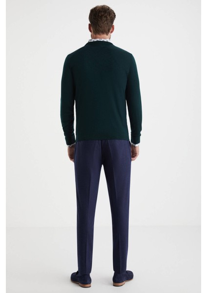 V Yaka Zümrüt Yeşili Merino Yün Triko fırsatları