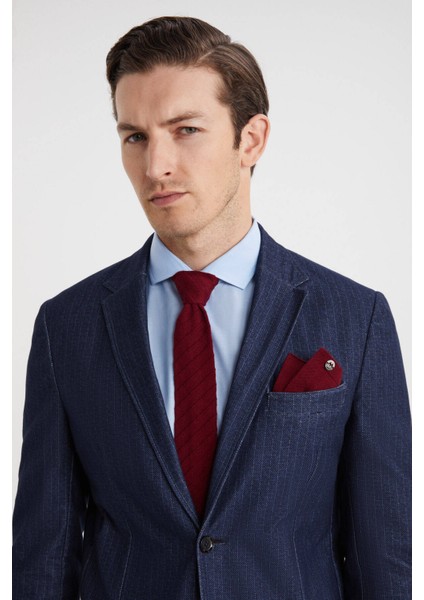 Çizgi Desenli Bordo Örgü Kravat modelleri