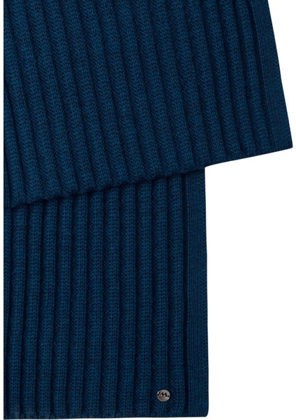 Örgü Desenli Merino Yün Mavi Atkı fırsatları