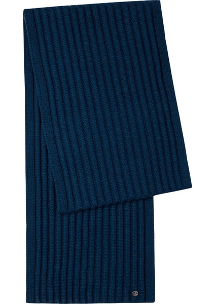 Örgü Desenli Merino Yün Mavi Atkı indirimleri