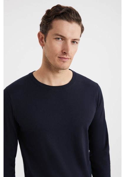 Kaşmir Karışım Siyah Uzun Kollu T-Shirt