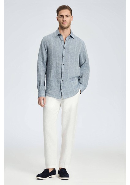 Saf Keten Bağcıklı Kırık Beyaz Pantolon fiyatları