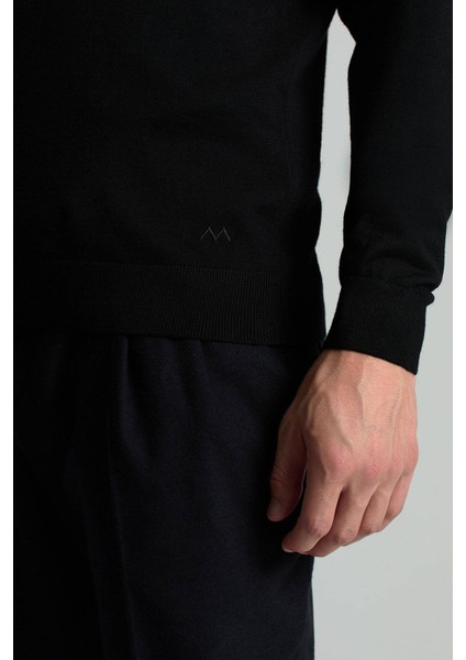 Polo Yaka Merino Yün Siyah Triko indirimleri