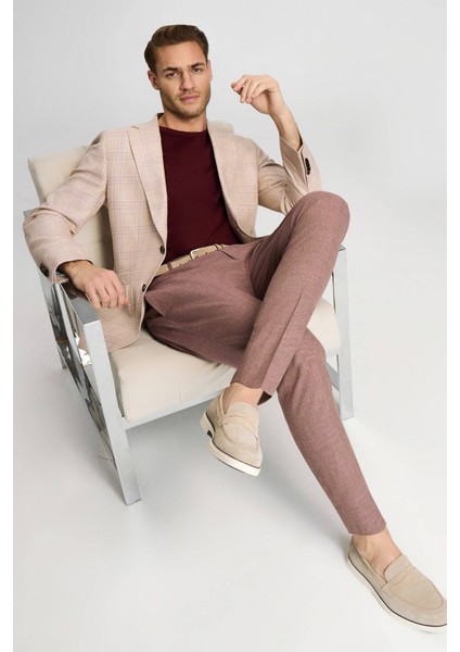 Pamuk Yün Karışım Gül Kurusu Chino Pantolon