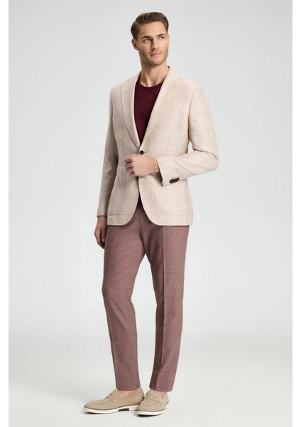 Pamuk Yün Karışım Gül Kurusu Chino Pantolon modelleri