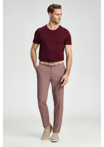 Pamuk Yün Karışım Gül Kurusu Chino Pantolon fırsatları