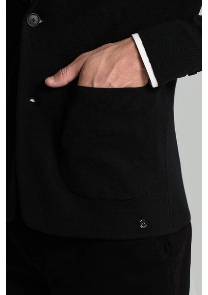 Siyah Extrafine Merino Triko Blazer Ceket modelleri