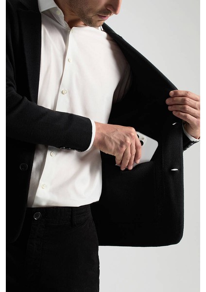 Siyah Extrafine Merino Triko Blazer Ceket indirimleri