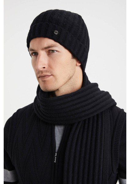 Örgü Desenli Merino Yün Siyah Atkı fiyatları