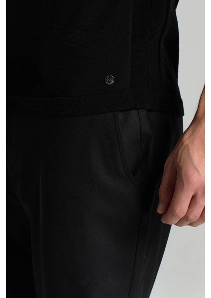 Bisiklet Yaka Siyah Giza Pamuk Triko T-Shirt indirimleri