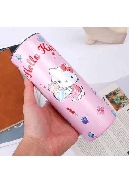 Hello Kitty Figürlü Metal Çelik Bardak Kupa Termos Mug - 26 cm x 17 cm