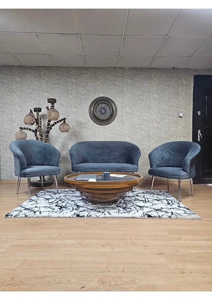 Teddy Takım Krom Kaplama Sivriltme Ayak Çay Seti Koltuk - Berjer , Balkon, Salon, Ofis