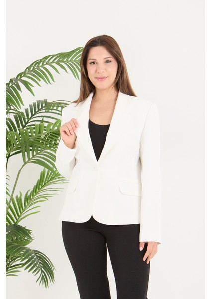 Kadın Tek Düğme Belden Oturtmalı Spor Ceket