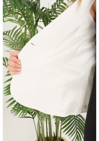 Kadın Tek Düğme Belden Oturtmalı Spor Ceket