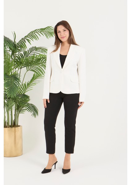 Kadın Tek Düğme Belden Oturtmalı Spor Ceket