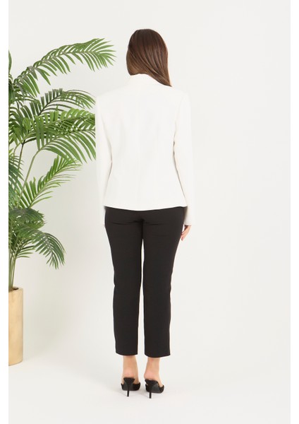 Kadın Tek Düğme Belden Oturtmalı Spor Ceket