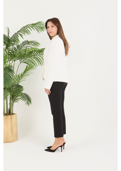 Kadın Tek Düğme Belden Oturtmalı Spor Ceket