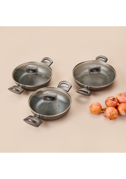 Granit Cam Kapaklı 6 Parça Sahan Set