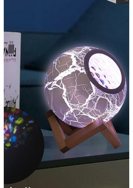 Desenli Gece Lambası Ahşap Altlıklı Dekoratif Hediyelik Gece Lambası