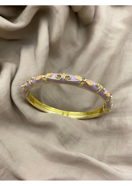 Çiçek Desenli Renkli Mineli Kelepçe Bileklik Kadınlar İçin Zarif Aksesuar