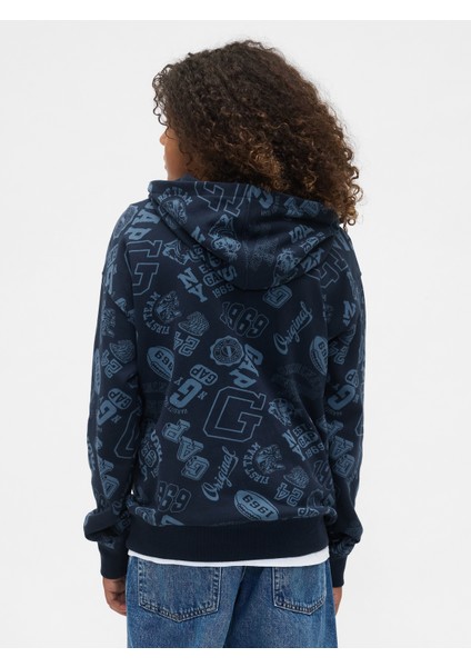 Erkek Çocuk Lacivert Relaxed Gap Baskılı Sweatshirt fırsatları