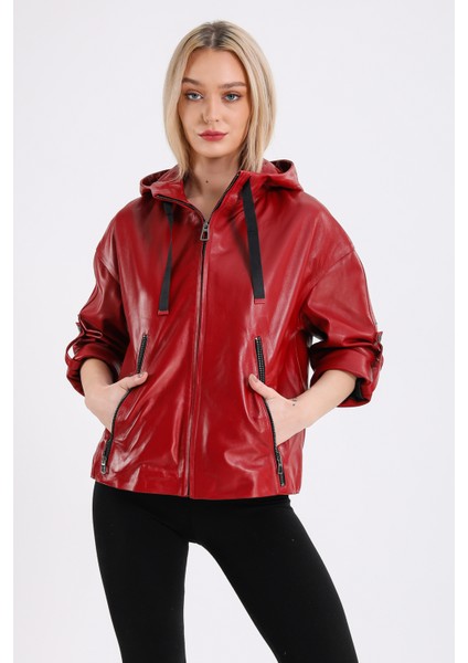 Gaga Kadın Kapüşonlu Deri Mont fırsatları