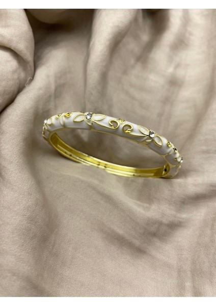 Çiçek Desenli Renkli Mineli Kelepçe Bileklik Kadınlar İçin Zarif Aksesuar