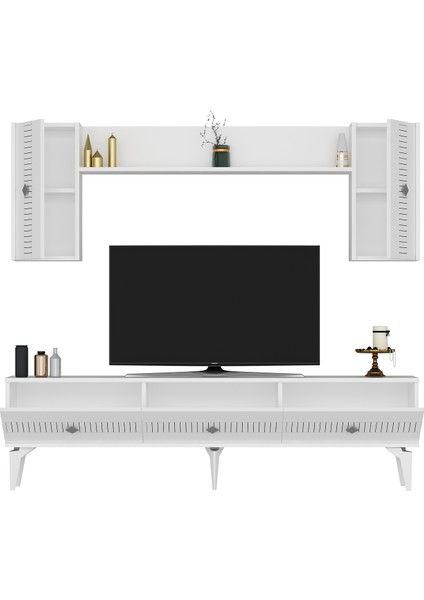 Middas 180 cm Tv Ünitesi Takımı Beyaz-Gümüş fırsatları