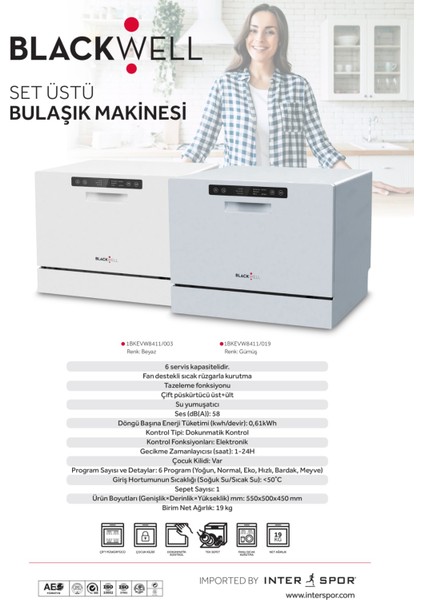 Set Üstü Bulaşık Makinesi Gümüş fiyatları