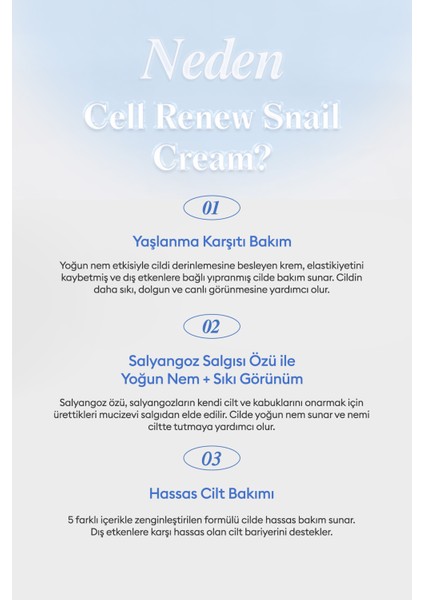 Salyangoz Salgısı Özlü Yoğun Nemlendirici Bakım Kremi Super Aqua Cell Renew Snail Cream Ex modelleri
