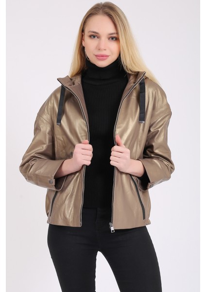 Gaga Kadın Kapüşonlu Deri Mont fiyatları