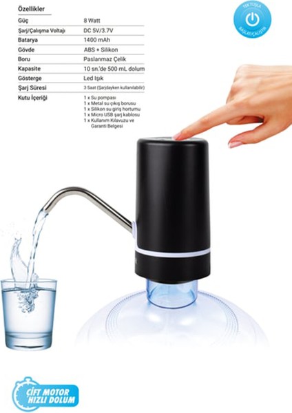 Şarjlı Damacana Su Pompası Silikon Gövde Çift Motorlu Kompakt Tasarım fırsatları