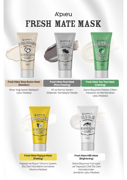 Gözenek Temizleyici Kil ve Kömür Maskesi 50ml A'PIEU Fresh Mate Peat Mask (Pore Clearing) indirimleri