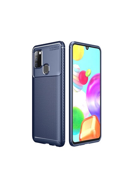 Samsung Galaxy A21S Kılıf Karbon Desenli Esnek Yüksek Kaliteli Meteryalden Üretilmiş Silikon Kapak Ryc/negro