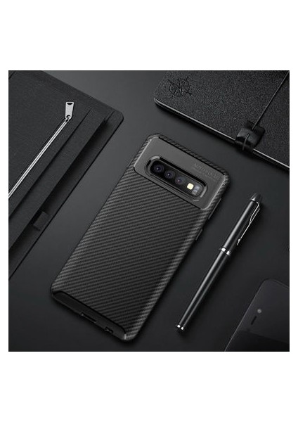 Samsung Galaxy S10E Kılıf Karbon Desenli Esnek Yüksek Kaliteli Meteryalden Üretilmiş Silikon Kapak Ryc/negro
