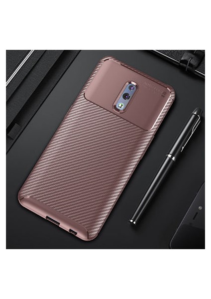 Oppo Reno Kılıf Karbon Desenli Esnek Yüksek Kaliteli Meteryalden Üretilmiş Silikon Kapak Ryc/negro