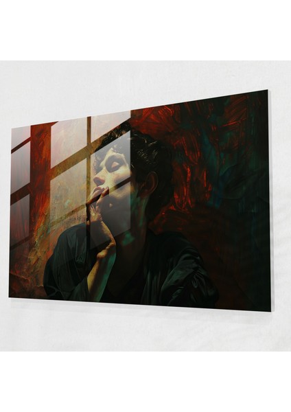 Caravaggio Tarzı Duvar Dekorasyonu - Düşünceli Figür - Duvar Dekorasyonu Cam Tablo Canlı Renkler