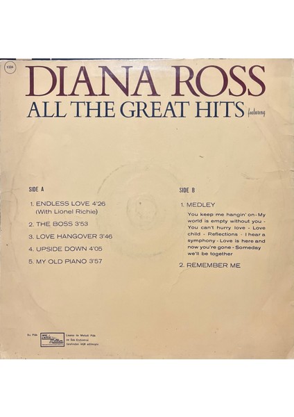 Diana Ross All The Greatest Hits Lp Plak fiyatları